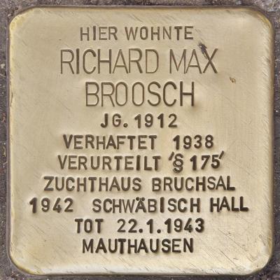 Stolperstein von Richard Max Broosch in der Bergheimer Straße 81